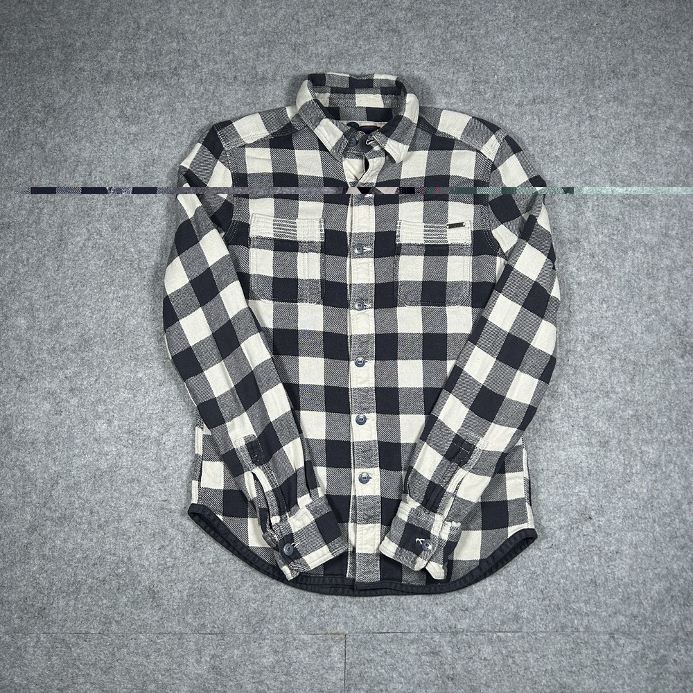 SuperDry Lumberjack Flannel Shirt Men's Size Small White Grey‎ Heavyweight